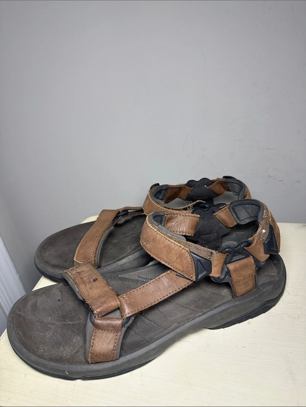 Teva Brown and Black Leather Strap Hiking Sandals